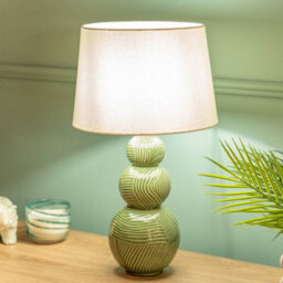 Valuelights Mia Green Ceramic Stacked Balls Table Lamp With A White Tapered Fabric Shade - thumbnail 5