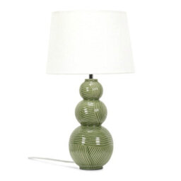 Valuelights Mia Green Ceramic Stacked Balls Table Lamp With A White Tapered Fabric Shade