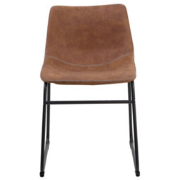 Beliani Set Of 2 Brown Fabric Dining Chairs With Black Steel Legs - Mid-Century Retro - thumbnail 1