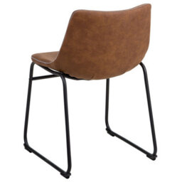 Beliani Set Of 2 Brown Fabric Dining Chairs With Black Steel Legs - Mid-Century Retro - thumbnail 6