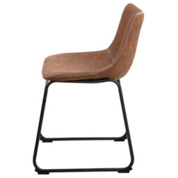 Beliani Set Of 2 Brown Fabric Dining Chairs With Black Steel Legs - Mid-Century Retro - thumbnail 5