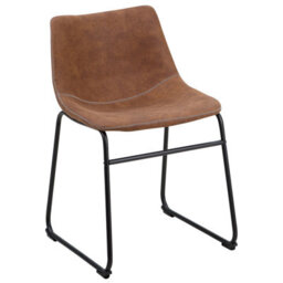 Beliani Set Of 2 Brown Fabric Dining Chairs With Black Steel Legs - Mid-Century Retro - thumbnail 4