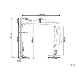 Beliani Cantilever Parasol 295 Cm Savona Ii Taupe - thumbnail 3