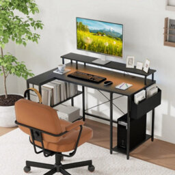 L Shaped Gaming Desk 120 Cm Computer Desk With Led Lights Black - thumbnail 3