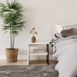 Urbn-Living Urbnliving 100Cm Width White Steel Frame Wooden Coffee Table & 2 X 40Cm Sofa Side End Open Storage Unit - thumbnail 5