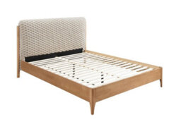 Birlea Hatti White Faux Fur And Natural Wooden Bed Frame Double Size - thumbnail 9
