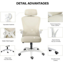 Adjustable High Back Rolling Chair With Ergonomic Support - thumbnail 3