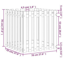Berkfield Garden Planter With Fence Design Black 70X70X70 Cm Solid Wood Pine - thumbnail 9
