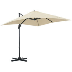 Outsunny Square Cantilever Roma Parasol, 360-Degree Rotation, Cream White - thumbnail 2