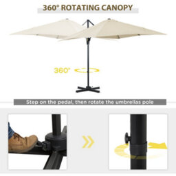 Outsunny Square Cantilever Roma Parasol, 360-Degree Rotation, Cream White - thumbnail 4