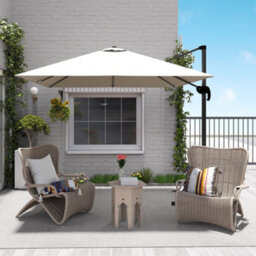 Outsunny Square Cantilever Roma Parasol, 360-Degree Rotation, Cream White - thumbnail 9