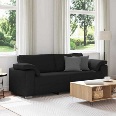 Vidaxl Sofa With Cushion Black 219 X 77 X 82 Cm Fabric - image 1