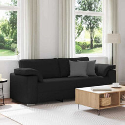Vidaxl Sofa With Cushion Black 219 X 77 X 82 Cm Fabric - thumbnail 1