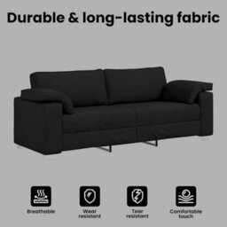 Vidaxl Sofa With Cushion Black 219 X 77 X 82 Cm Fabric - thumbnail 7