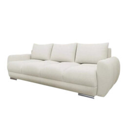 Logo 3 Velour Fabric Sofa Bed Easy To Clean Upholstery Pull Out Bed Storage Bonell Springs Cream - thumbnail 3