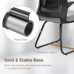 Homcom Desk Chair No Wheels, Meeting Chair With Mesh Back For Waiting Room - thumbnail 6