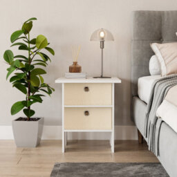 Urbn-Living White, Cream - 2-Tier 2- Drawer Wooden Side Table - thumbnail 4