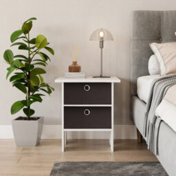 Urbn-Living White, Cream - 2-Tier 2- Drawer Wooden Side Table - thumbnail 8