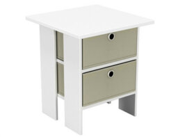 Urbn-Living White, Cream - 2-Tier 2- Drawer Wooden Side Table - thumbnail 9