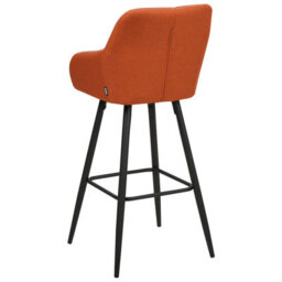 Wyld And Coco Signature Set Of 2 Orange Fabric Bar Stools With Arms And Quilted Backrest, Black Metal Legs - thumbnail 5