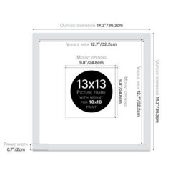 "13X13"" Light Grey Picture Frame - 13X13"" Square Frame With 10X10"" Mount For 13X13""/10X10"" Pictures Moderrn Style Thin Edge, 1 Pack" - thumbnail 2
