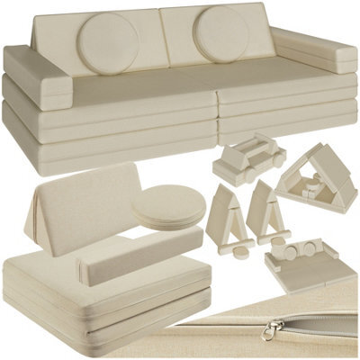 Tectake Kids Sofa Lilly - 8-Piece, Flexible Arrangement Play Sofa, Thick Padding, Removable Covers - 60 Centimetre Beige - image 1