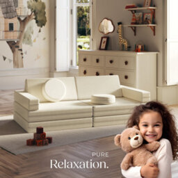 Tectake Kids Sofa Lilly - 8-Piece, Flexible Arrangement Play Sofa, Thick Padding, Removable Covers - 60 Centimetre Beige - thumbnail 8