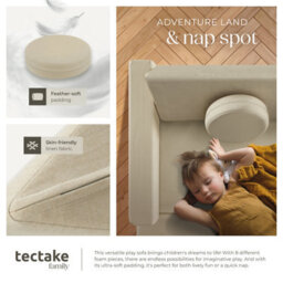 Tectake Kids Sofa Lilly - 8-Piece, Flexible Arrangement Play Sofa, Thick Padding, Removable Covers - 60 Centimetre Beige - thumbnail 7