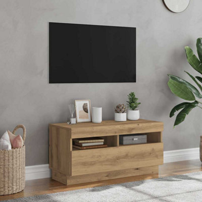 Walplus Tv Cabinet With Led Lights Artisian Oak 80X35X40 Cm Engineered Wood - image 1