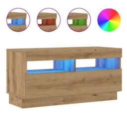 Walplus Tv Cabinet With Led Lights Artisian Oak 80X35X40 Cm Engineered Wood - thumbnail 4