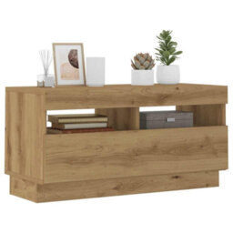 Walplus Tv Cabinet With Led Lights Artisian Oak 80X35X40 Cm Engineered Wood - thumbnail 5