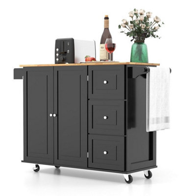 Kitchen Storage Trolley Cart Wheeled Island Shelves Cupboard - image 1