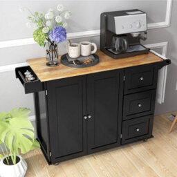 Kitchen Storage Trolley Cart Wheeled Island Shelves Cupboard - thumbnail 3