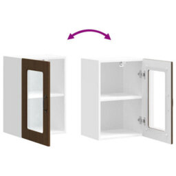 Berkfield Kitchen Wall Cabinet With Glass Door Kalmar Brown Oak Engineered Wood - thumbnail 9