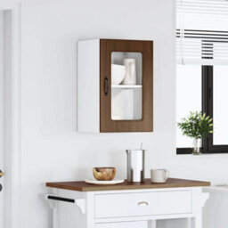Berkfield Kitchen Wall Cabinet With Glass Door Kalmar Brown Oak Engineered Wood - thumbnail 3