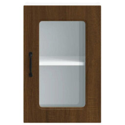 Berkfield Kitchen Wall Cabinet With Glass Door Kalmar Brown Oak Engineered Wood - thumbnail 6