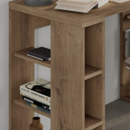 Decortie Modern Colmar 106Cm Working Desk Particleboard 3 Open Shelves Wall Fix H75Xw106Cm, Dark Oak Effect - thumbnail 4