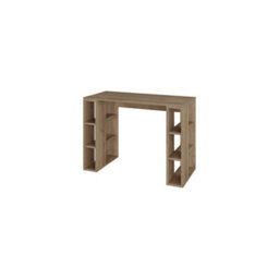 Decortie Modern Colmar 106Cm Working Desk Particleboard 3 Open Shelves Wall Fix H75Xw106Cm, Dark Oak Effect - thumbnail 3