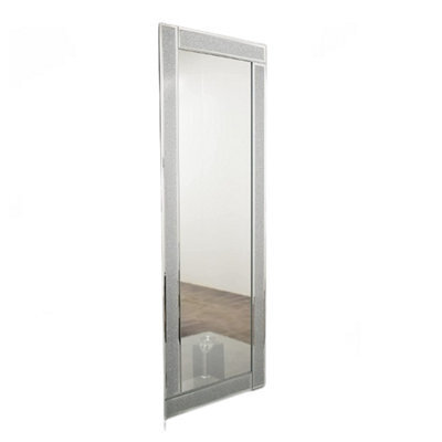 DEENZ Full Length Sparkle Silver Wall Mirror Glitter Border Frame Glass