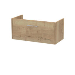 Hudson Reed Juno 800mm Wall Hung Single Drawer Unit-Autumn Oak - thumbnail 1