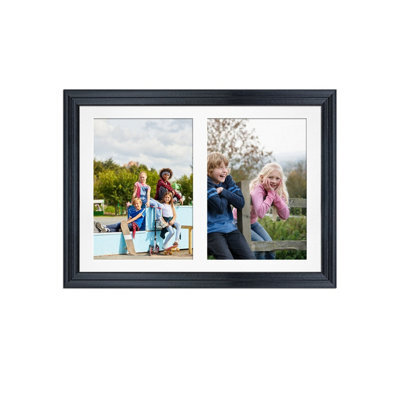 AK Frames 20X14 Black Classic Multi Photo Frame With White Mount - Holds 2 Apertures (2X) A4 Photos - image 1