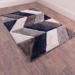 Navy Shaggy Modern Sparkle Geometric Easy To Clean Rug For Dining Room Bed Room And Living Room-60Cm X 110Cm - thumbnail 2