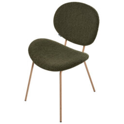 Wyld and Coco Dark Green Bouclé Dining Chairs Set Of 2 - Wood-Look Iron Legs, Compact Modern Dining Chairs - thumbnail 7