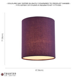 Happy Homewares Contemporary And Elegant Vivid Purple Linen Fabric 18Cm High Cylinder Lamp Shade - thumbnail 6