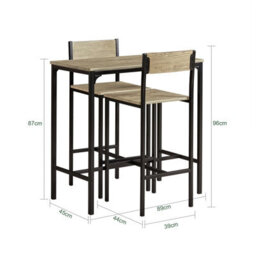 Sobuy Ogt03-N, Bar Set-1 Bar Table And 2 Stools Kitchen Restaurant Bar Set Furniture Dining Set, Wood Veneer,w89Xd45Xh87 - thumbnail 3