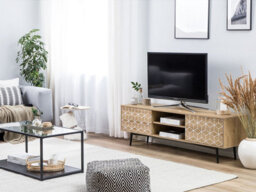 Beliani  Tv Stand Torvi Light Brown - thumbnail 2
