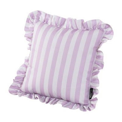 Hayward 50 X 50Cm Outdoor Cushion, Lavender Stripe Frill Edge Design, Shower-Resistant Square Cushion For Garden & Patio - image 1