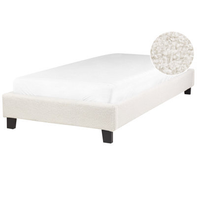Beliani Bed Without Headboard Boucle Roanne 90 X 200 Cm (Eu Single) Light Beige - image 1