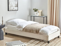 Beliani Bed Without Headboard Boucle Roanne 90 X 200 Cm (Eu Single) Light Beige - thumbnail 2