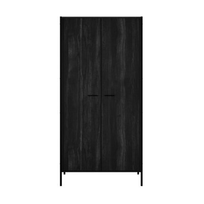 LPD Hoxton 2 Door Wardrobe - Particleboard/metal - L52 X W83.8 X H180 Cm - Black Matte - image 1